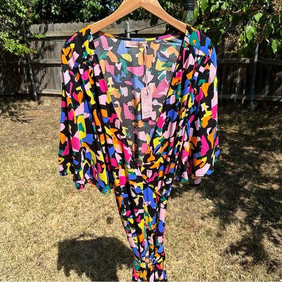 NWT Traffic People Colorful Abstract Wrap Dress - Picture 5 of 9